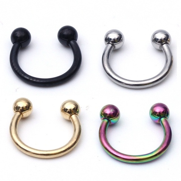 Horseshoe Ring Hoop 16g 8mm 5/16" Lip Ear Nose - Picture 7 of 8